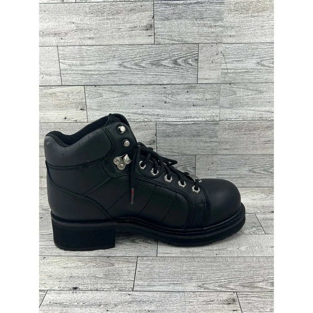 Thorogood Black Leather Lace Up Ankle Work Boots Mens 7.5‎ Wide Womens 9.5 Wide